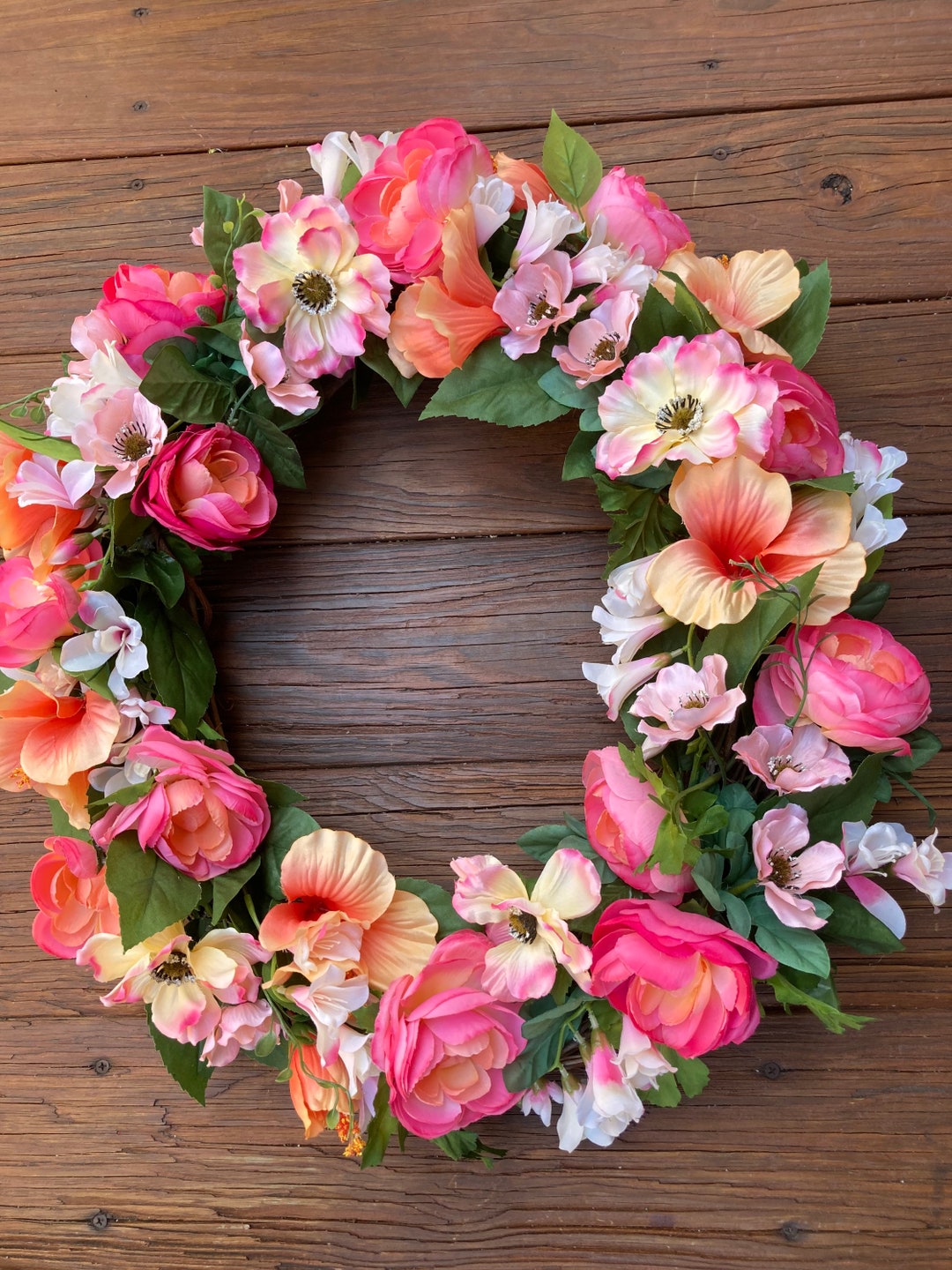 Hot Pink and Orange Wreath Etsy
