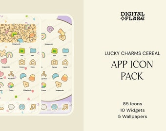 Lucky Charms Cereal App Icon Pack: Pastel Marshmallow Theme (Instant Download)