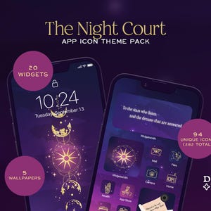 Paquete de íconos de la aplicación Night Court: Tema Morado Celestial (Descarga instantánea)