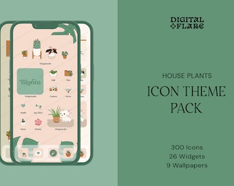 House Plants iOS Android App Theme Pack | Widgets Icons | Monstera Green Cute Foliage Aesthetic | Instant Download