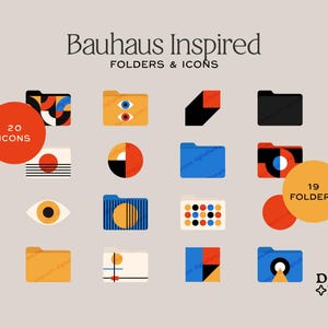 Bauhaus-mappikoner för skrivbordet | Geometriskt abstrakt tema (direkt nedladdning)