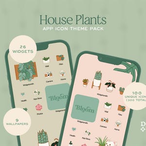 House Plants App Theme | iOS Android Icons, Widgets, Wallpapers (Digital Download)
