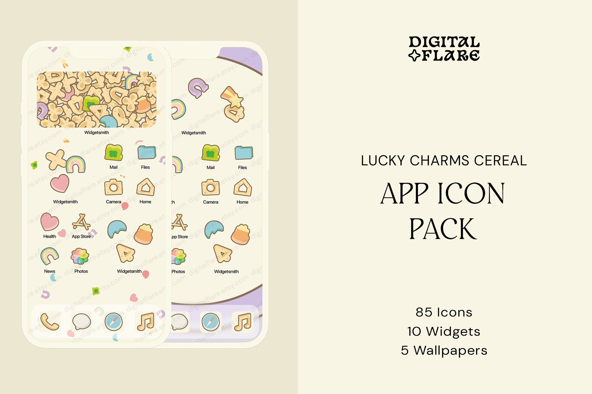 Lucky Charms Cereal App Icon Pack: Pastel Marshmallow Theme (Instant Download)