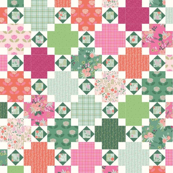Rose Terrace 64.5" x 64.5" Quilt Kit designed by Rachel Erickson for Citrus and Mint Designs and Riley Blake Designs