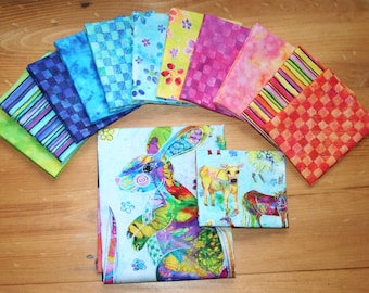 Living Farm 12 piece Fat Quarter Bundle with Large 42" x 44" Panel designed by Kim Green for P&B Textiles