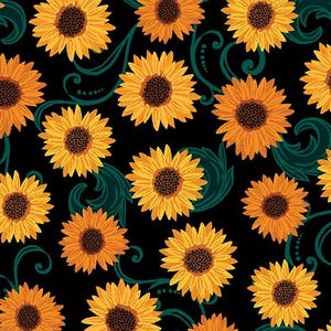 Gather Together Sunflower Dance Harvest Black 14463-12 Designed by Nicole DeCamp for Benartex