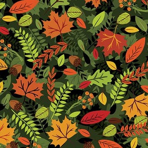 Gather Together Autumn Leaves Harvest Black 14464-12 Designed by Nicole DeCamp for Benartex