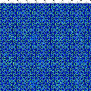 May include: A blue and green geometric pattern with a repeating triangle design. The triangles are outlined in blue and filled with a green and blue pattern.