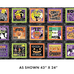 Glow in the Dark Chills & Thrills Boxes Black 14607G-12 Designed by Kanvas Studio for Benartex