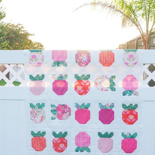 Strawberry Fields 48" x 58" Quilt Kit designed by Rachel Erickson for Citrus & Mint for Riley Blake