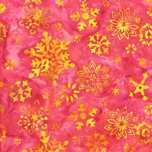 Flocos de neve rosa coloridos 3041Q-X, desenhados por Jacqueline de Jonge para a Anthology Batiks