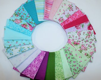 Rose Whispers 27 piece Fat Quarter Bundle designed by Eleanor Burns for Benartex