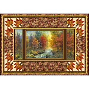 Cabin By the Stream  59&quot; x 41&quot; Quilt Kit designed by Cyndi Hershey with Autumn Retreat Fabrics from P&B Textiles