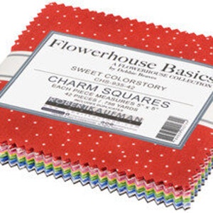Flowerhouse Basics 42 piece 5&quot; x 5&quot; Charm Squares Sweet Colorstory CHS935-42 designed by Debbie Beaves for Robert Kaufman