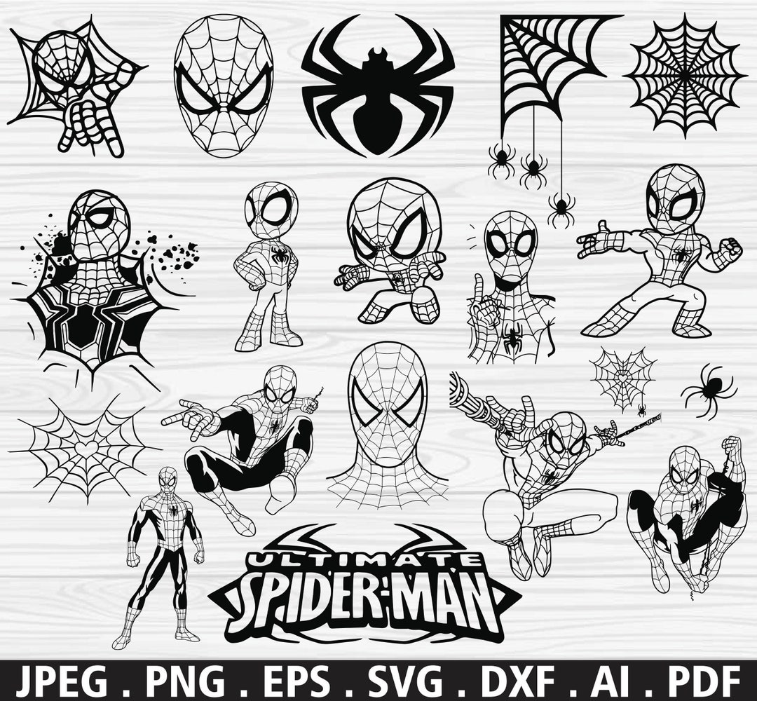 19 Spiderman Svg Bundle, Spiderman Svg, Spiderman Png, Spiderman Head