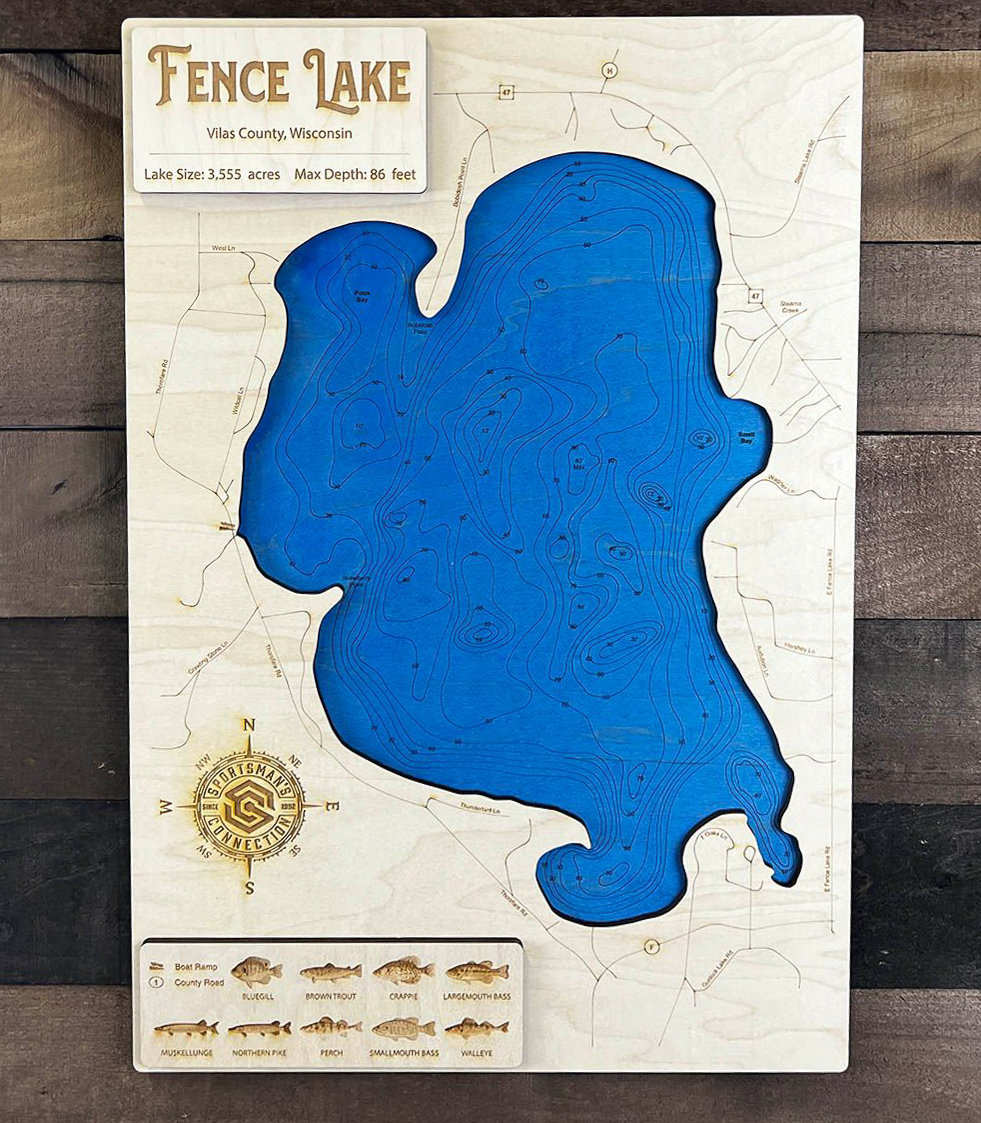 Fence Lake Map Etsy