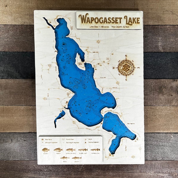 Wapogasset Wi Map Etsy