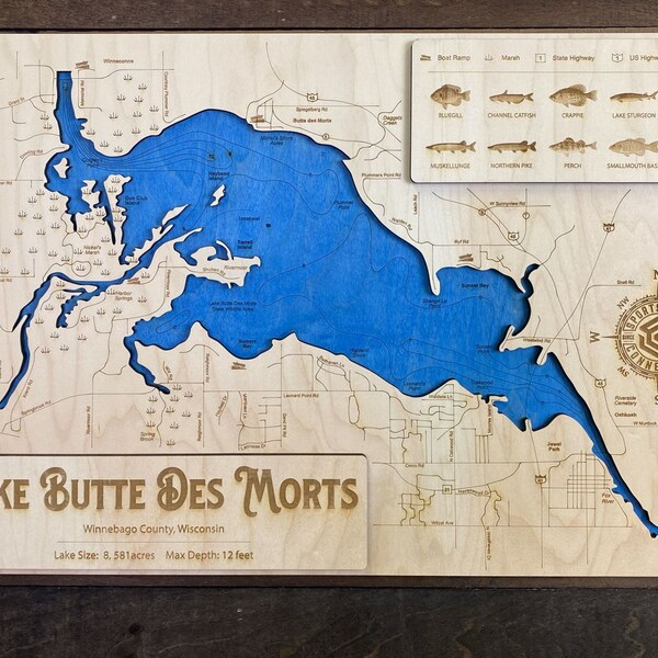 Lake Map Etsy