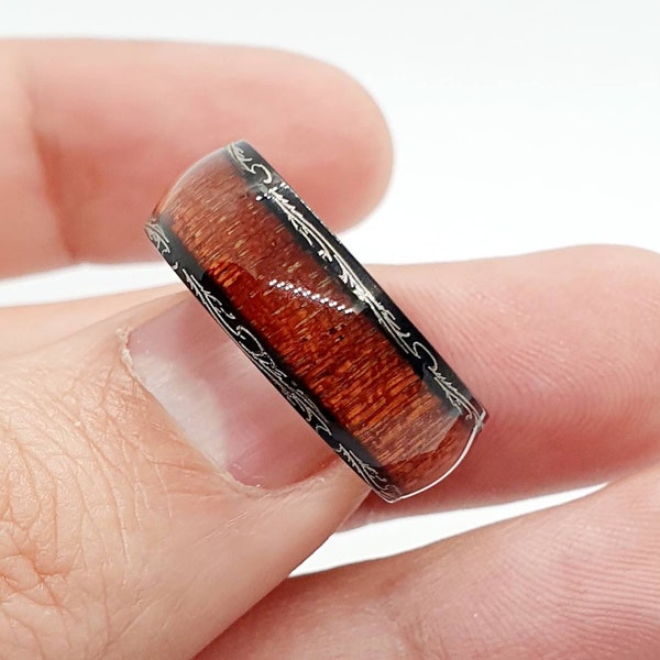 Stainless steel ring inlaid with wood, for men, birthday gift, men's ring