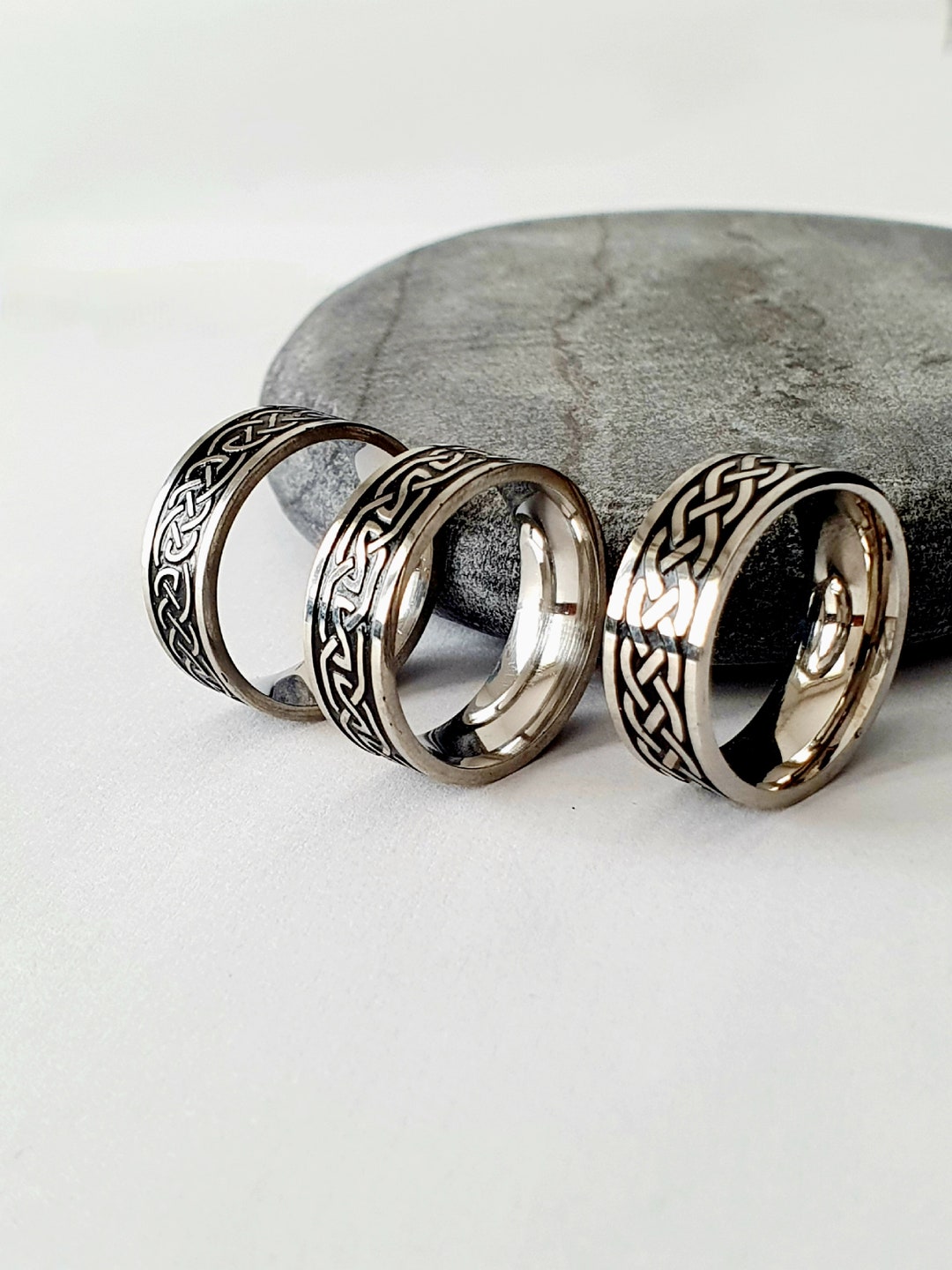 Titanium Steel Ring, With Tribal Engraving, the Celtic Knot. - Etsy