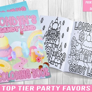 Candyland Coloring book - Candy Land Party Favors - 2 Sweet - Candy land Party Decorations = Birthday Party Favors - Custom Coloring Book