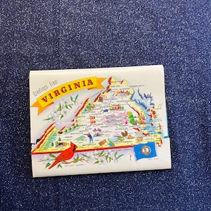 Livret d'images VA historique de Virginie en couleur. Lusterchrome par Tichnor Bros., Inc Boston Mass.