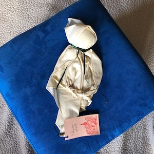Handkerchief to Church Doll Antique Hankie with Forest Green Ribbon