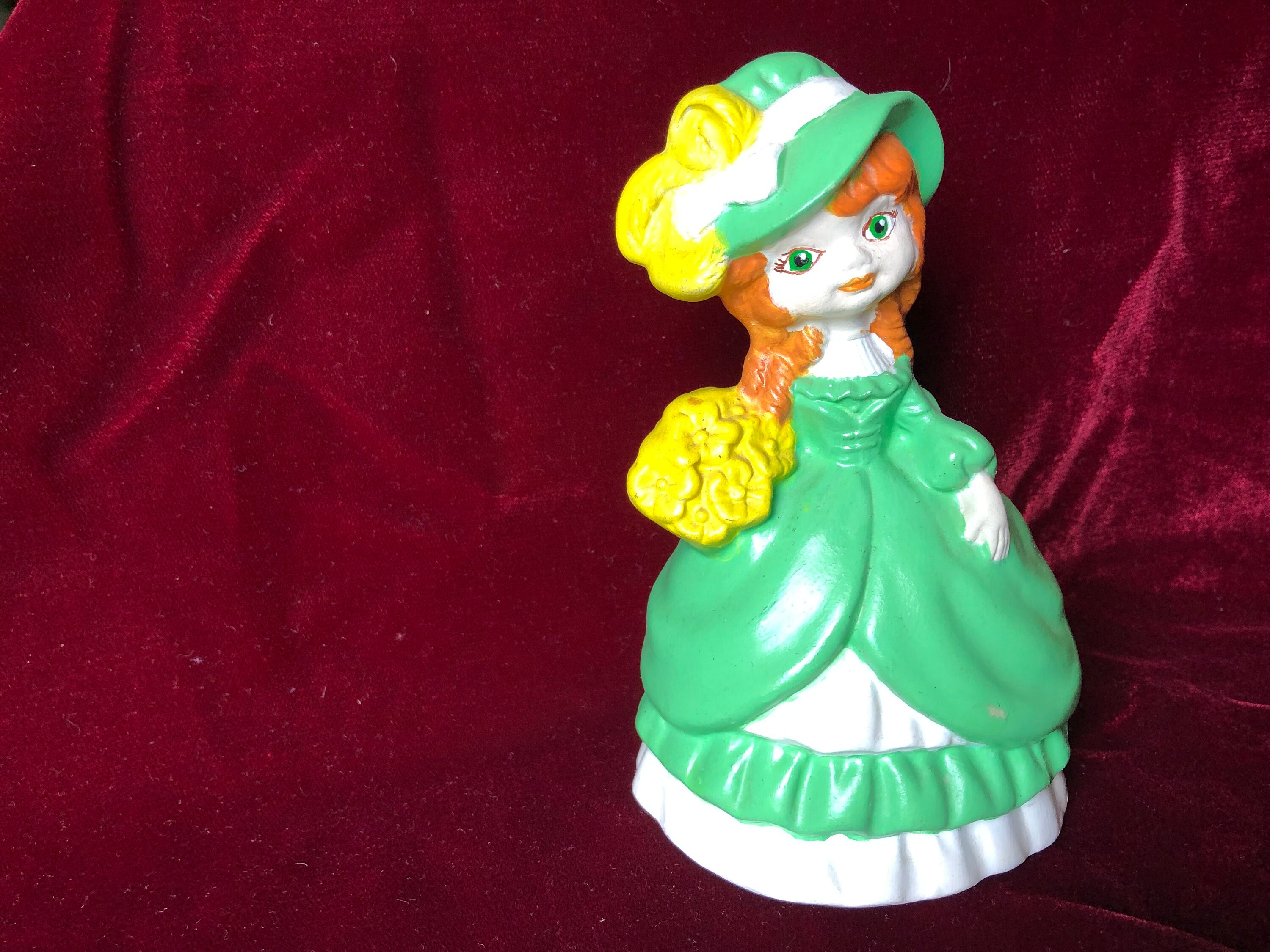 Hand Painted Ceramic Figures Set of 3 Ladies in Yellow Peach Etsy