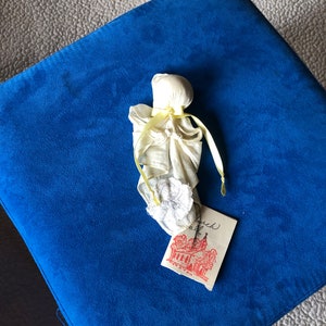 Handkerchief to Church Doll Antique Hankie with Yellow Ribbon
