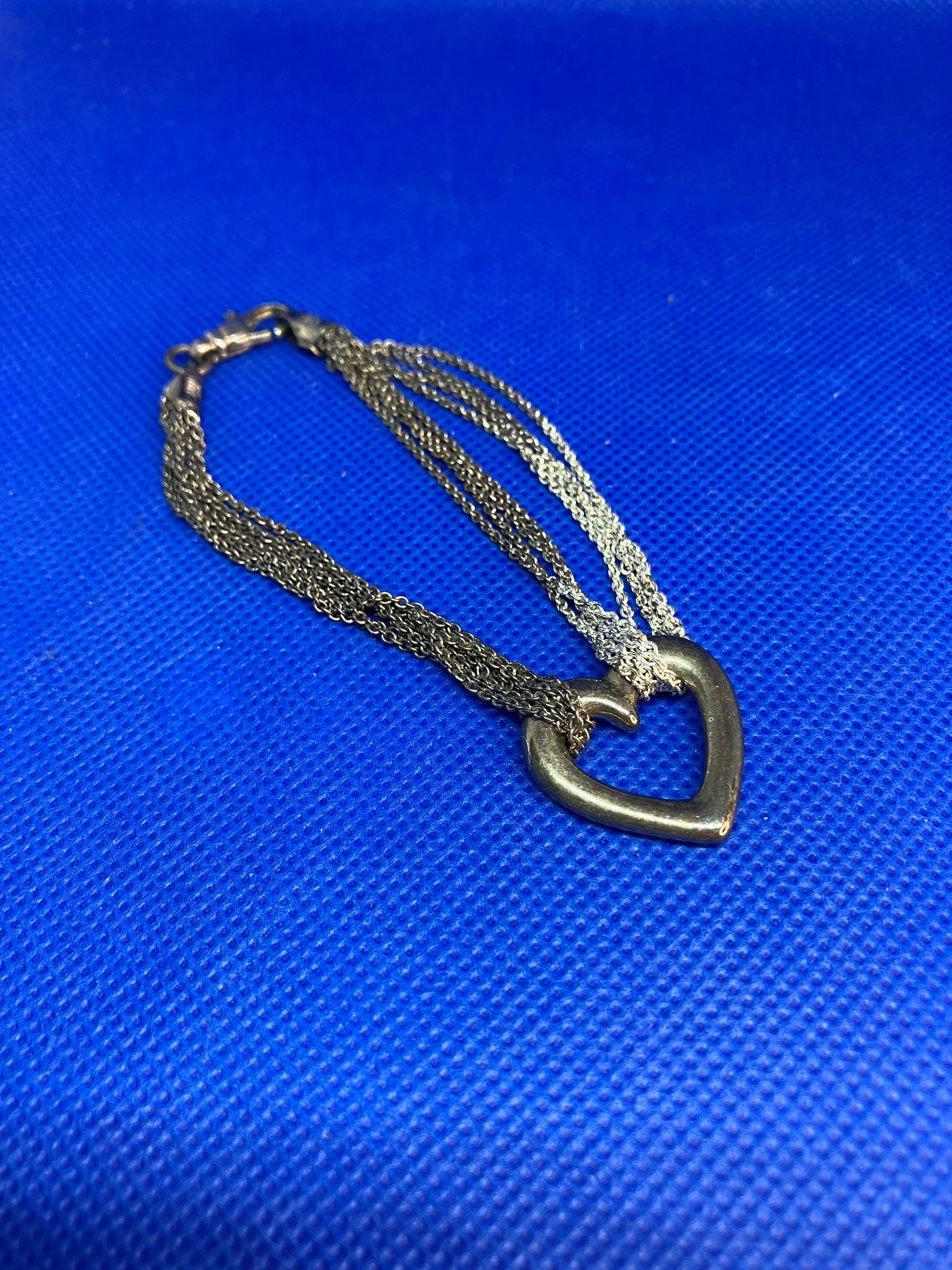 Vintage OTC 925 Italy Multi-chain Open Heart Bracelet Lobster