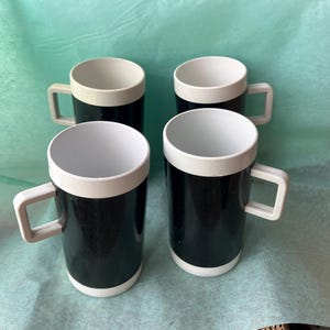 Braniff International Airlines Espresso Cups: Black & White Plastic Set