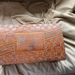 Vintage Wooden Jewelry Box with Floral Design