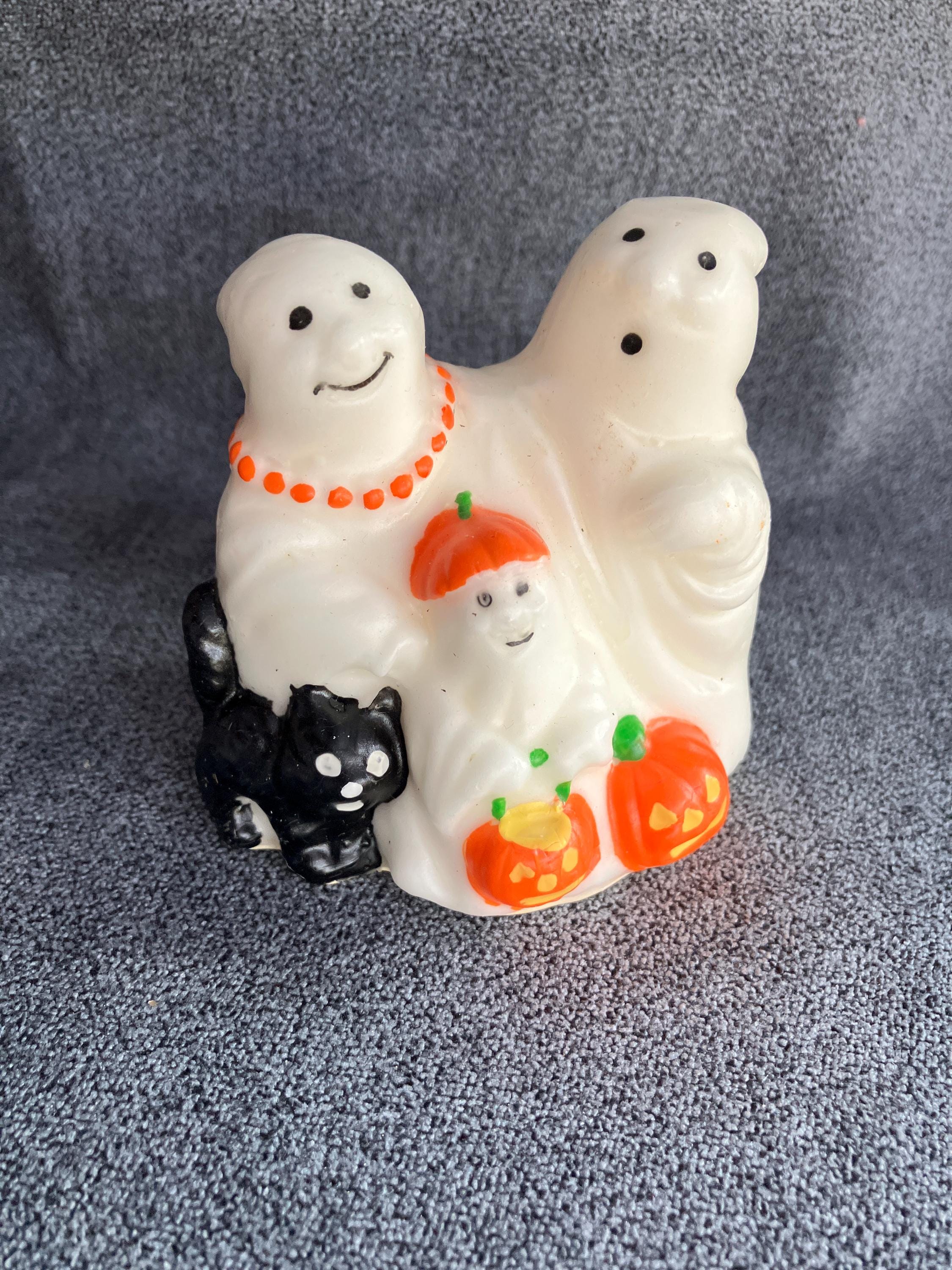 Vintage Avon Halloween Figurine: Ghost, Black Cat, Pumpkins in Box