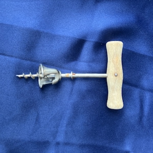 Wooden Handle Corkscrew Marked Italy