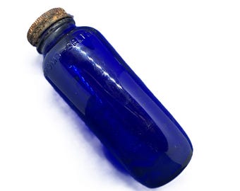 Vintage Colbalt Blue Glass Letter Bromo-Seltzer Medizinflasche markiert 1