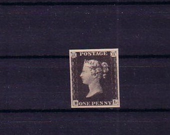 Penny noir | Royaume-Uni n°1 | Réimpression | Télécopie | Timbres