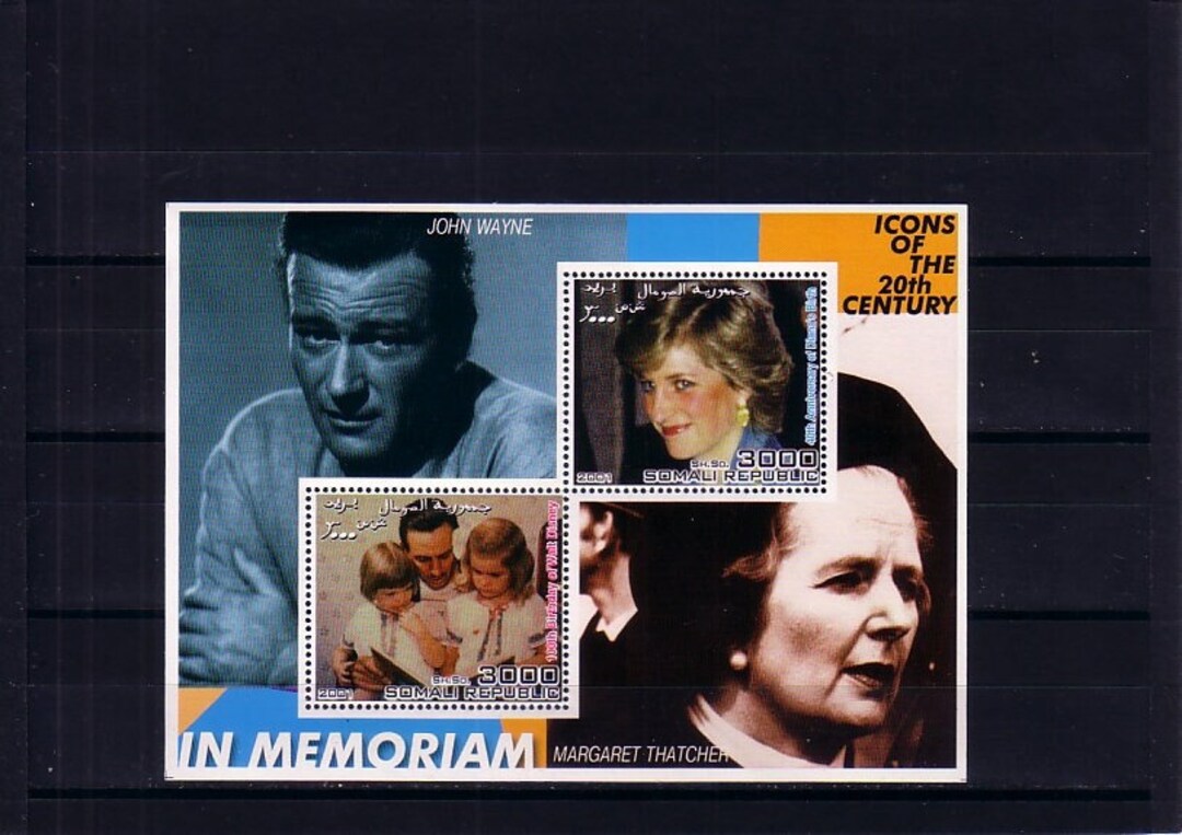 John Wayne Margaret Thatcher Walt Disney Lady Diana Somalia Mint Stamps ...