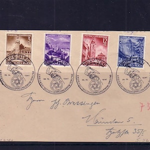 Integración de Estiria y Carintia | Alemania | Sellos postales cancelados en el anverso de la carta
