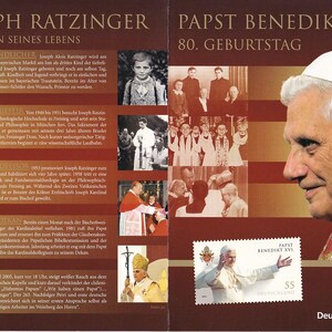 Papa Benedetto XVI | 80° compleanno | Germania | Biglietto pieghevole con timbro DIN A5