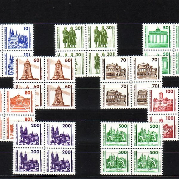 Deutschland | DDR Deutsche Post letzte Ausgaben | Bauwerke und Denkmäler | Briefmarken postfrisch als 4er Block