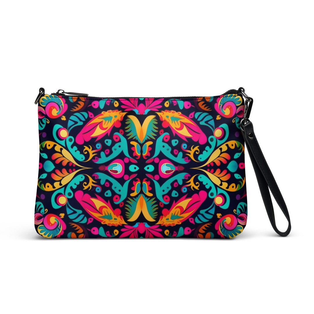 Mexican Pink Crossbody Bag Mexican Purse Indigenous Pattern Bag