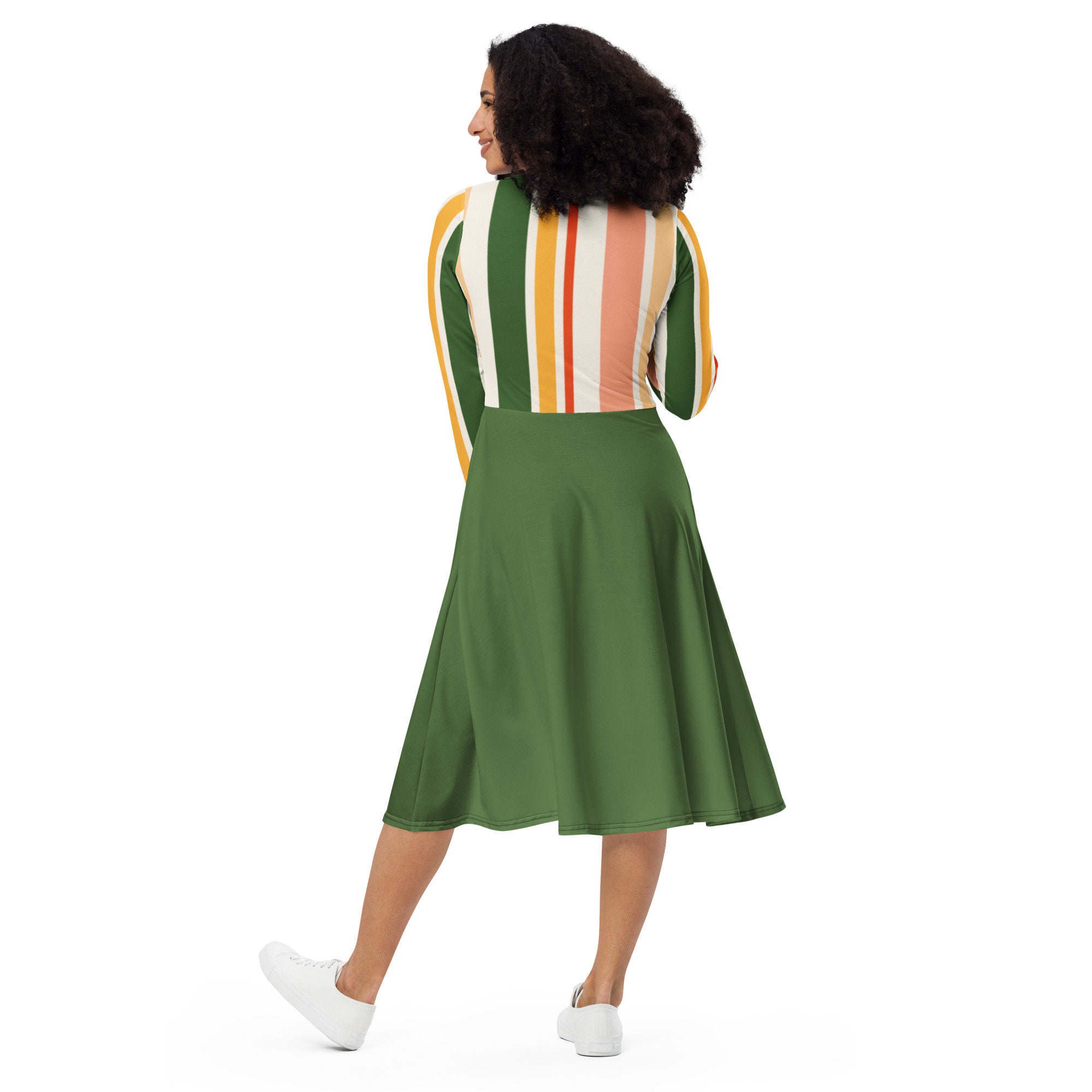 orange white green dress Green, Orange & White Tropical Floral Print Off Shoulder Dress – Pretty  Kitty Fashion main image 0