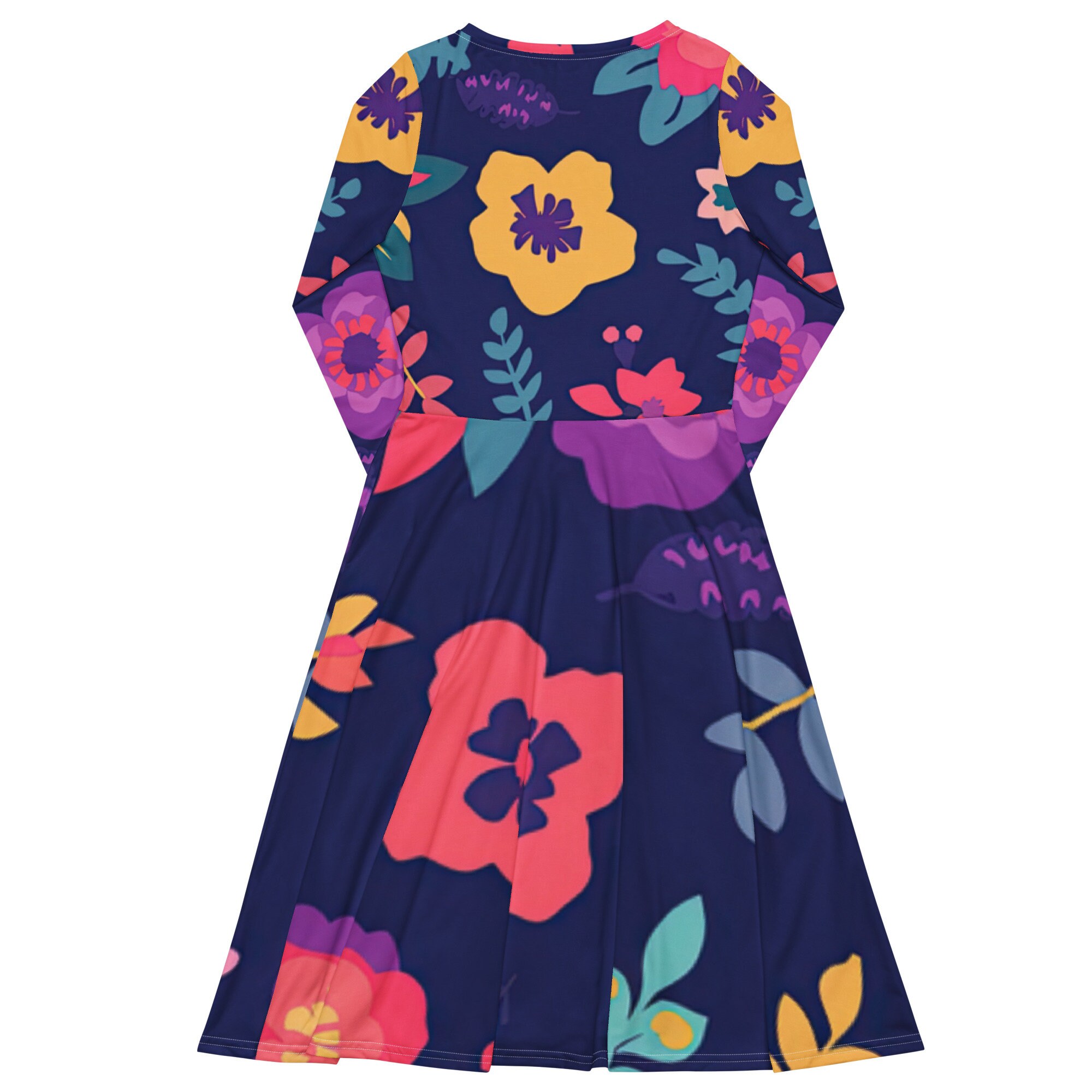 pink blue yellow dress Floral Long Flowers Long sleeve midi Dress Tropical Pretty Summer Maxi Dress Spring Blue Wedding Outfit NEW MAY Berylove Women Ivory Long color:Navy This dress is the