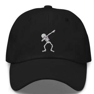 Basic Unisex geborduurde baseball cap hoed - dansend skelet met vintage verstelbare riem. Uitstekend geschikt voor strand, stad, school college