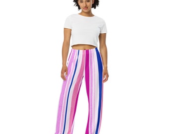 Mexican Serape Unisex Loung Pants - Comfy Bottoms with High Quality Print Zarape Colorful Stripes. Excellent for the house or the beach.