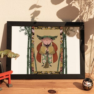 Japanese yokai print set, Fantasy folktale art set, Ukiyo-e cartoon postcard, Manga aesthetic Collage wall art, Asian doodle poster
