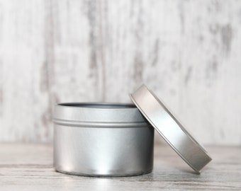 4oz SILVER METAL TIN - 95 unités - Conteneur de stockage pour bougies, épices, fournitures artisanales | Boîte de conserve réutilisable pour bougies