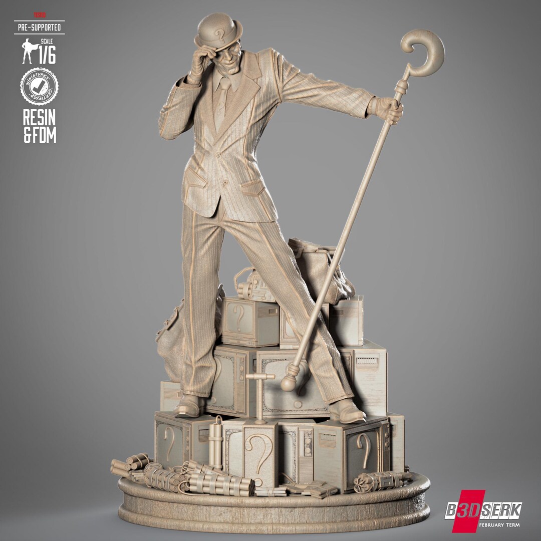 The Riddler's Design The Riddler Fan Art Sculpture 3D Printed in Resin, Designed by B3dserk ...