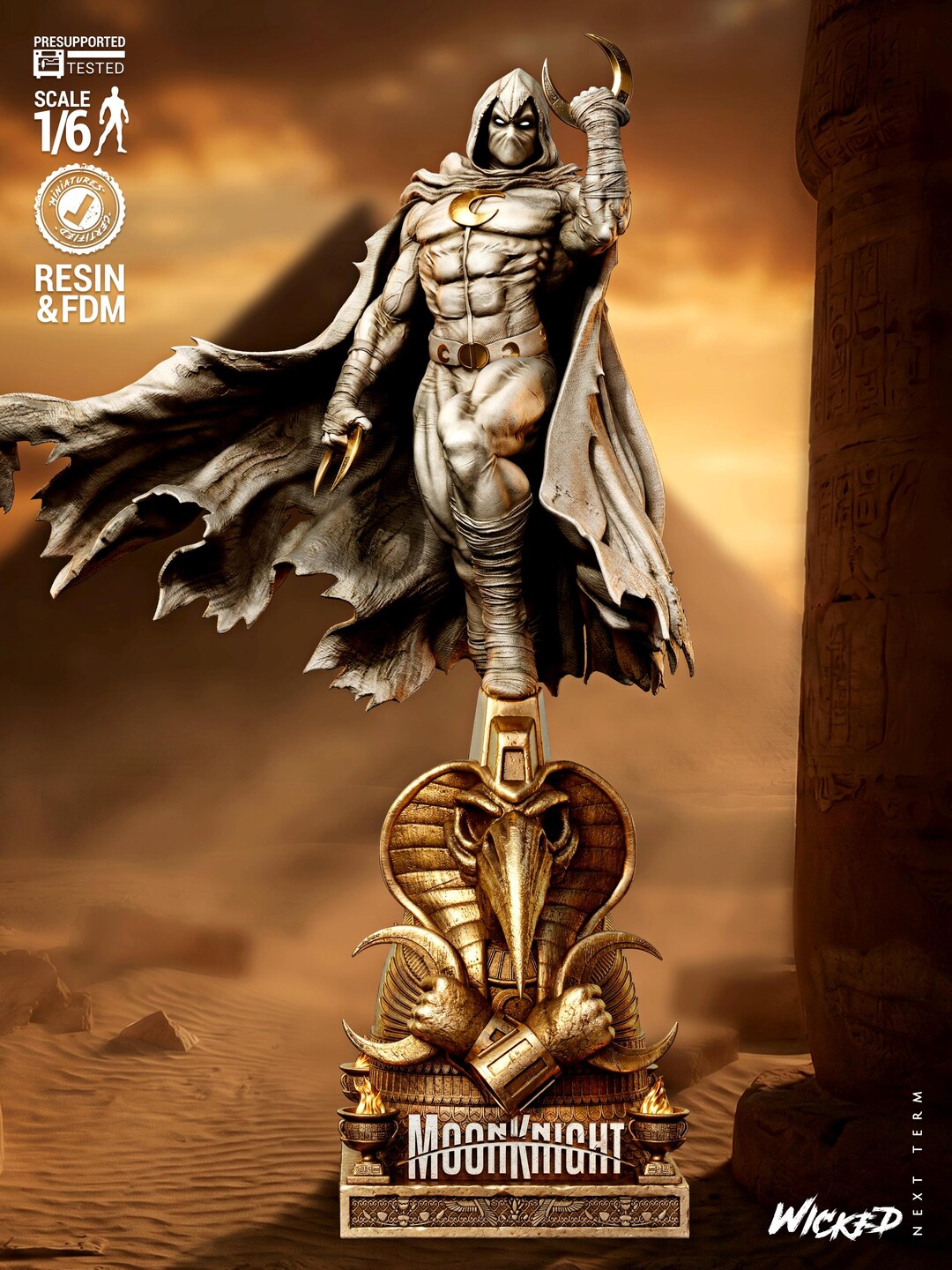 The Fist of Khonshu: Moon Knight Fan Art 3D Printed Statue by Wicked - Etsy