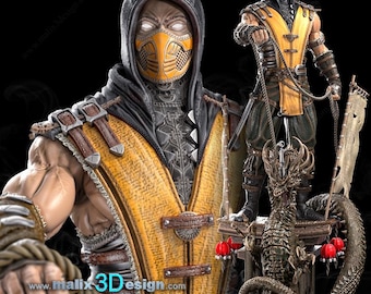 Scorpion Mortal Kombat Statue | Sanix 3D Design | Gaming Collectible Figure | Printed by Iron Vault Prints & Painting
